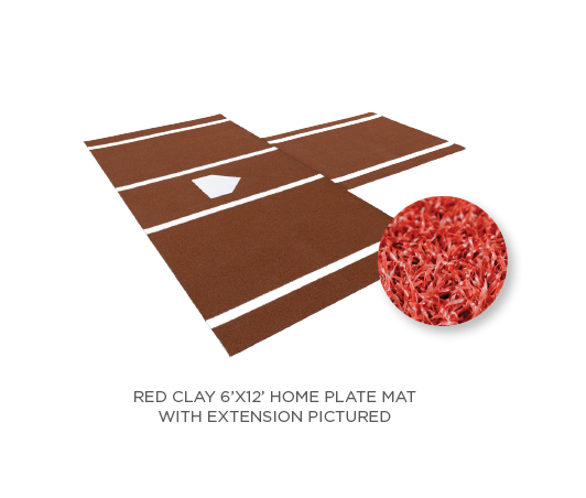 6 x 12 Clay Urethane Baseball or Softball Hitting Mat With Painted Plate